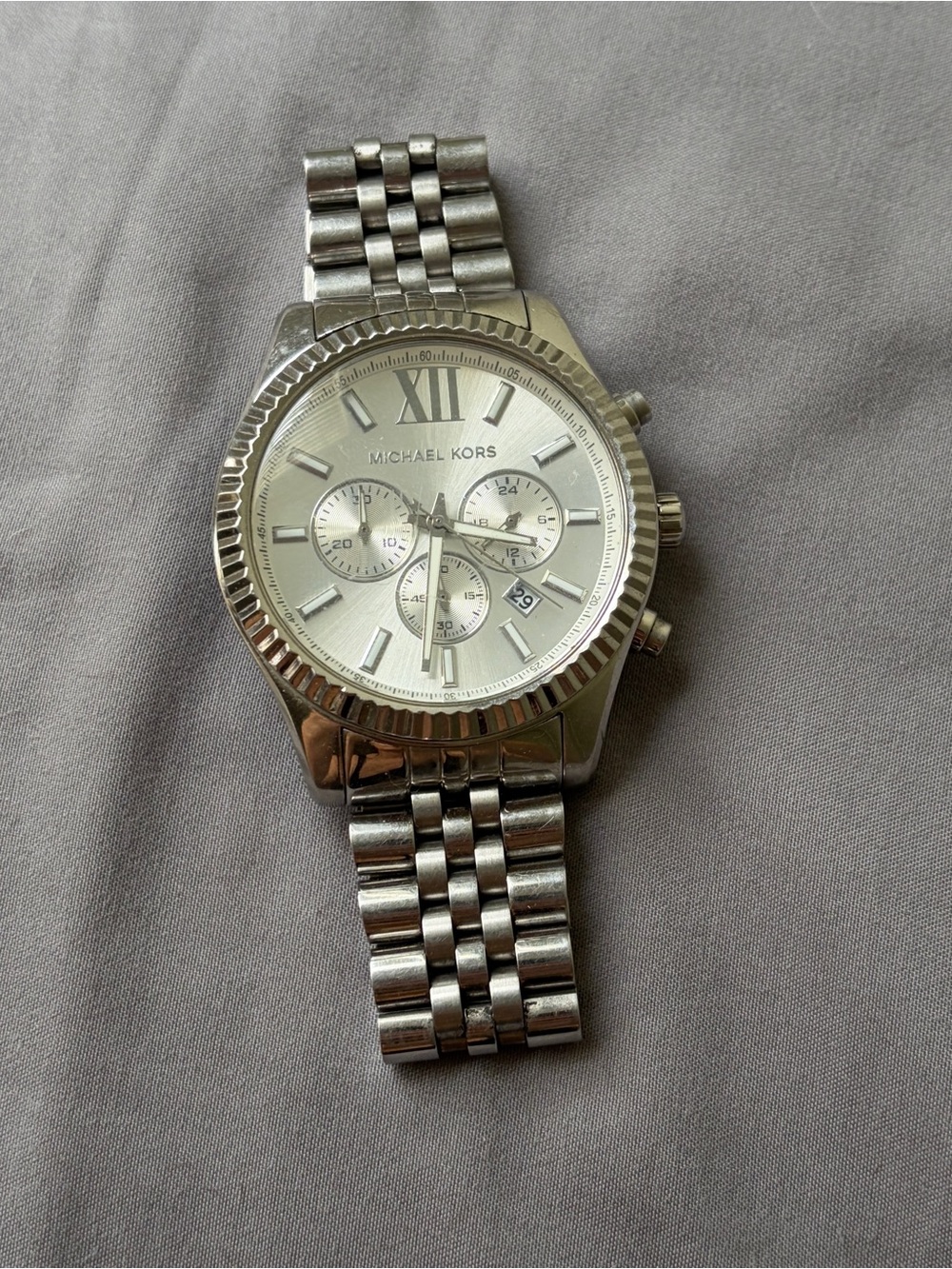 Michael Kors Silver Men's Chronograph Bracelet Watch